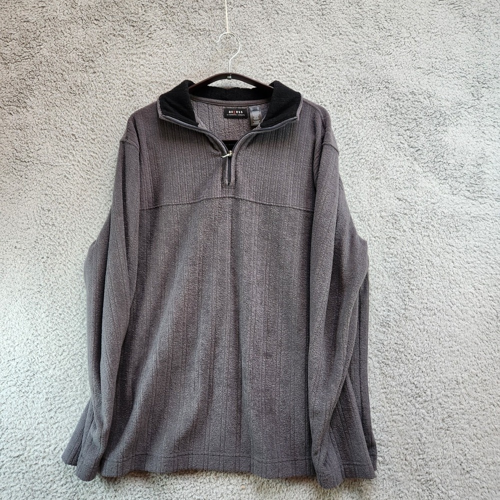 Axcess Sweater Men's XL Gray Fleece Long Sleeve Mock Neck Quarter Zip Pullover